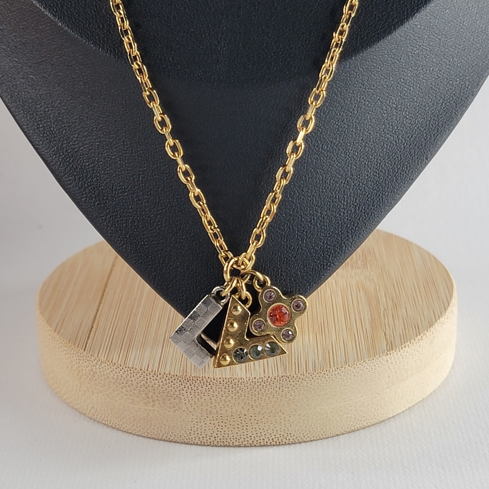 LOUIS VUITTON Pandanti Love Letters Necklace GP×Rhinestone×Silver - Picture 4 of 10
